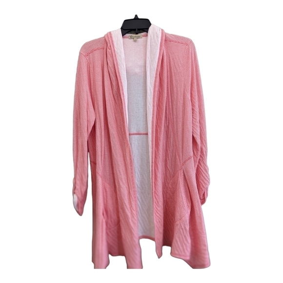 Democracy orange and white hooded coverup,size Large EUC - Picture 1 of 4